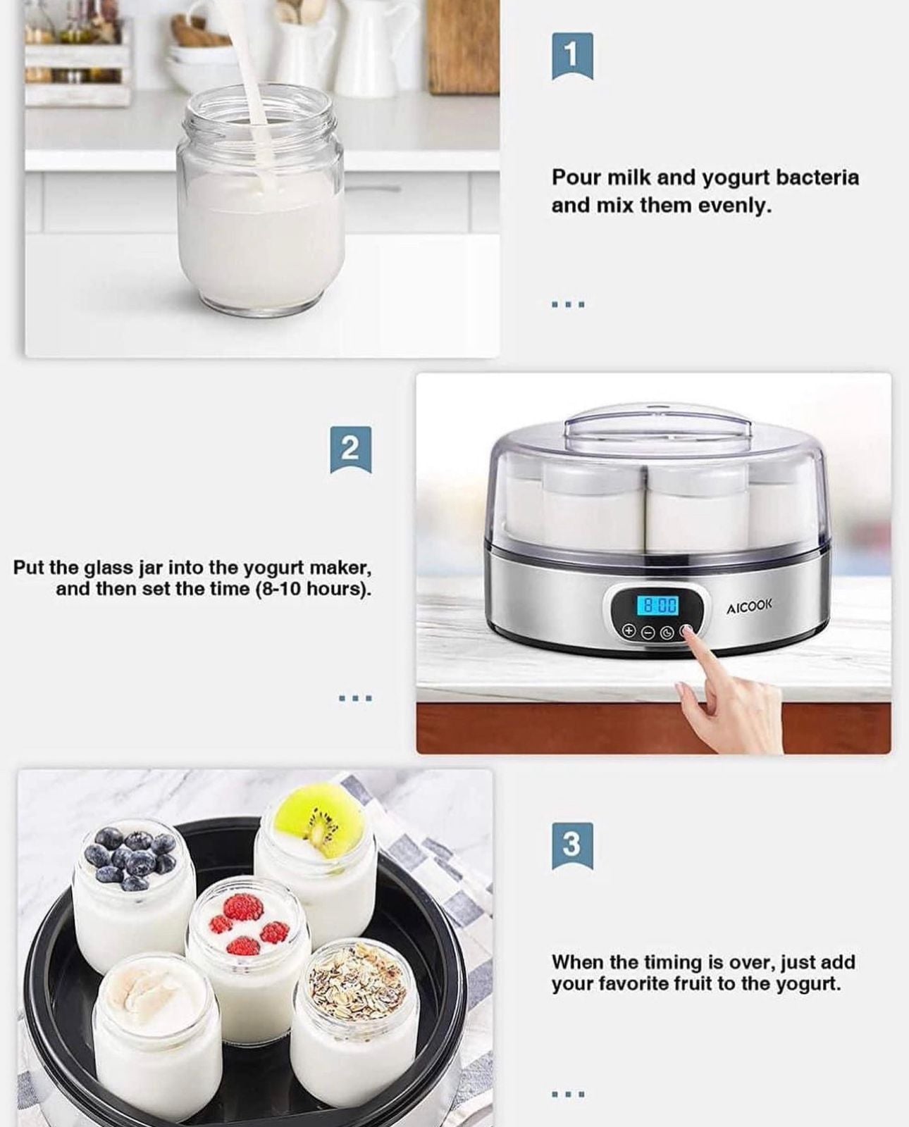 AICOOK Automatic Digital Yogurt Maker