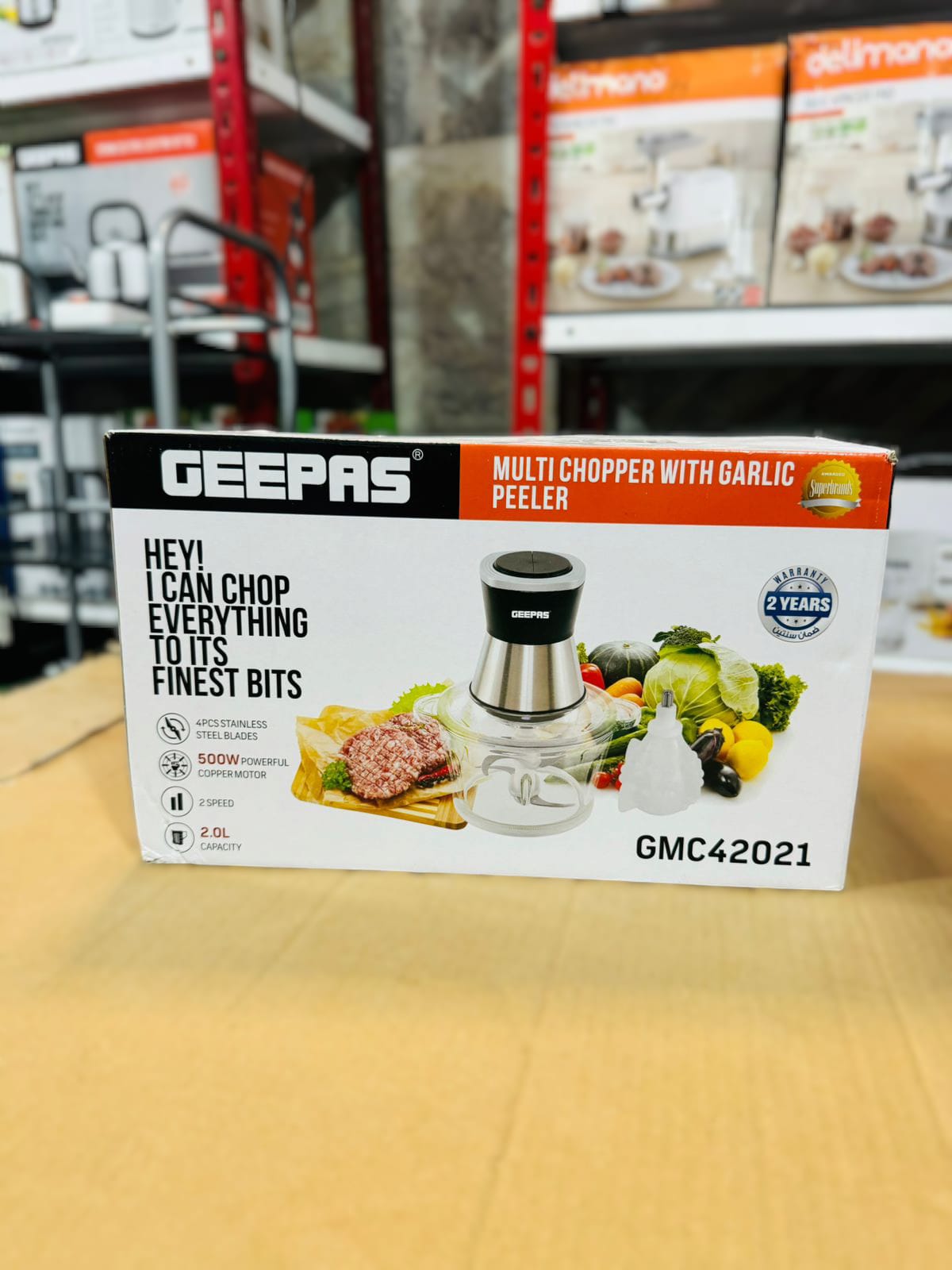 Geepas 2L Chopper with Garlic Peeler 500W-42021