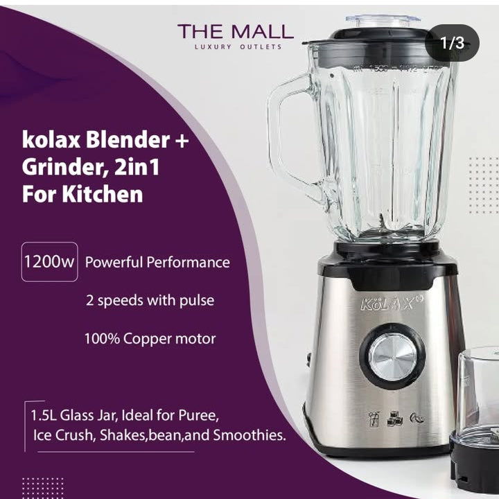 KoLAX Germany 2-in-1 Blender & Grinder 1.5L - 1200W